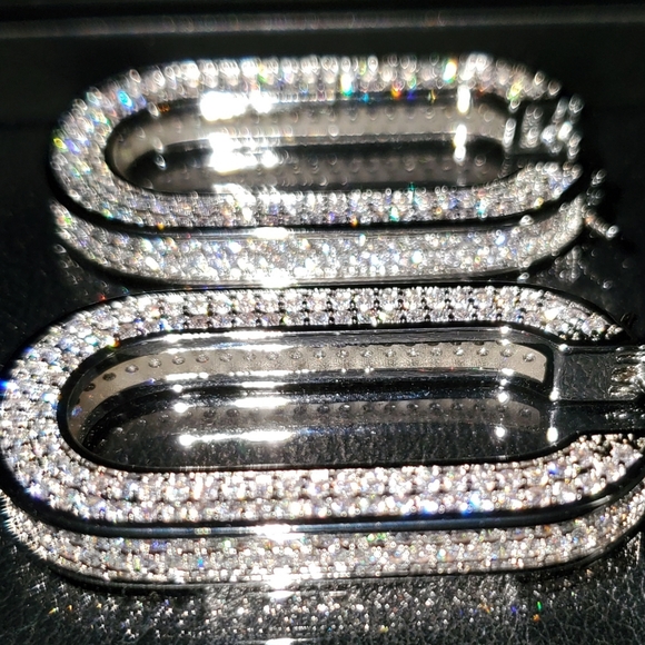 Sparkling Crystal U Shaped Hoops - Picture 3 of 6